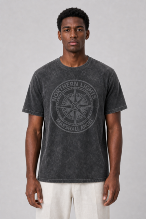 Northern Lights t-shirt compass logo
